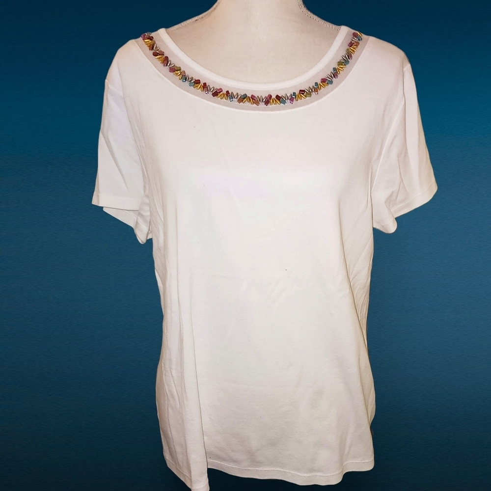 Rafaella T-shirt Beaded Knit Top